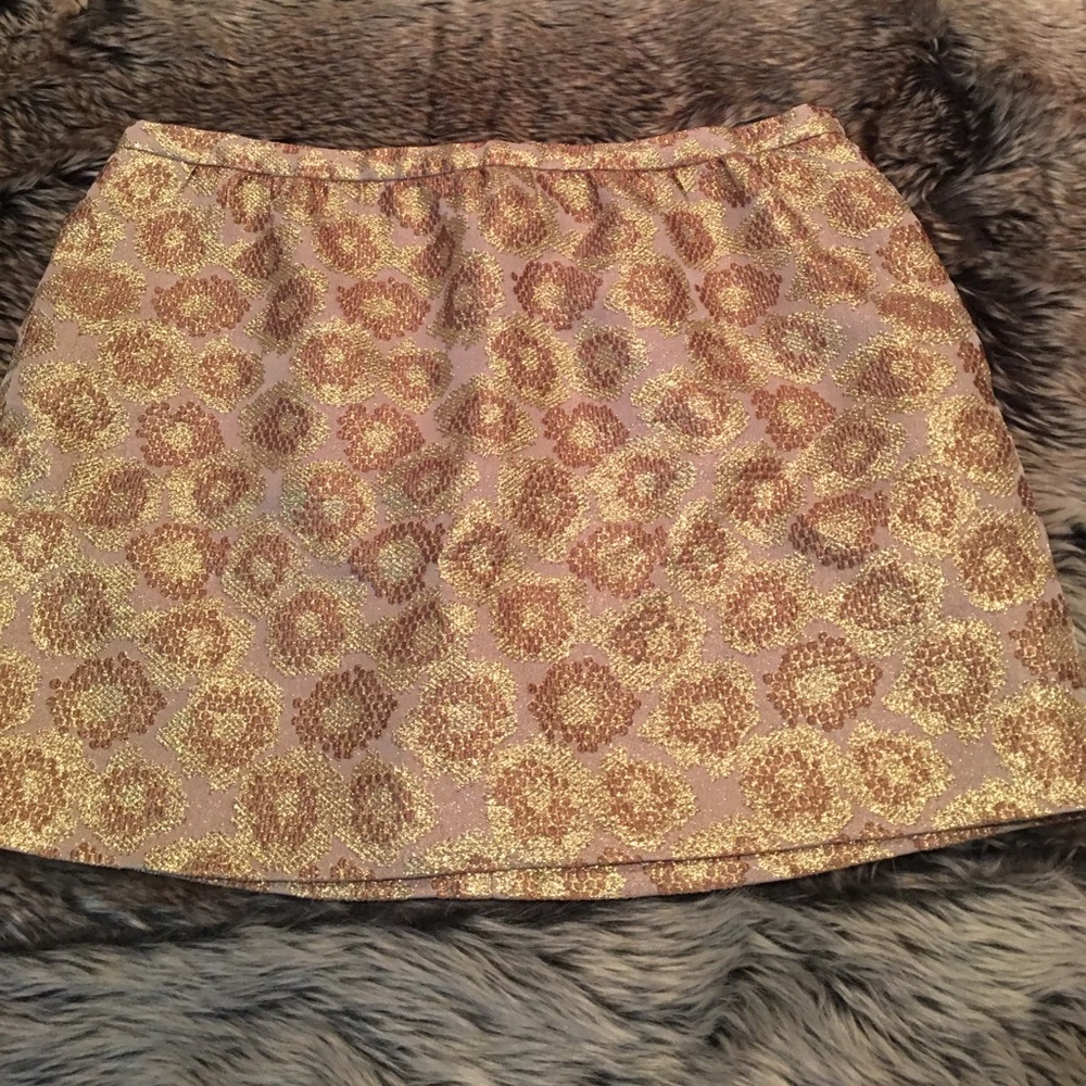 ๐Host Pick๐ J. Crew Goldenrod Jacquard Mini Skirt Metallic *Size 6*